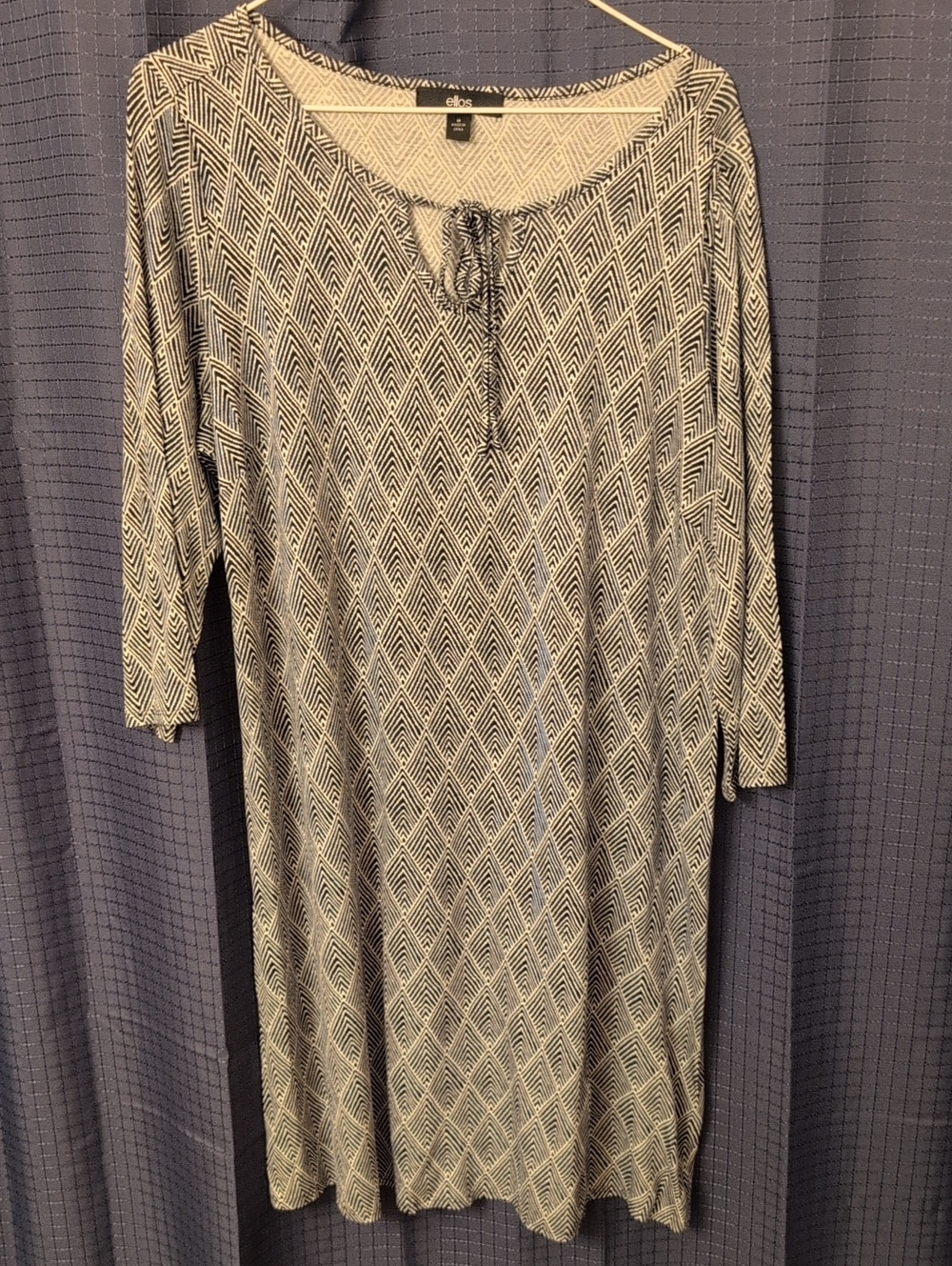 ellos Black and White Geometric Tie-Front Tunic